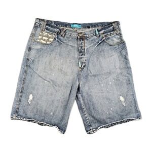 VTG LRG Lifted Research Group Cant Stop Drippin Shorts Mens 44 Elephant Denim 12